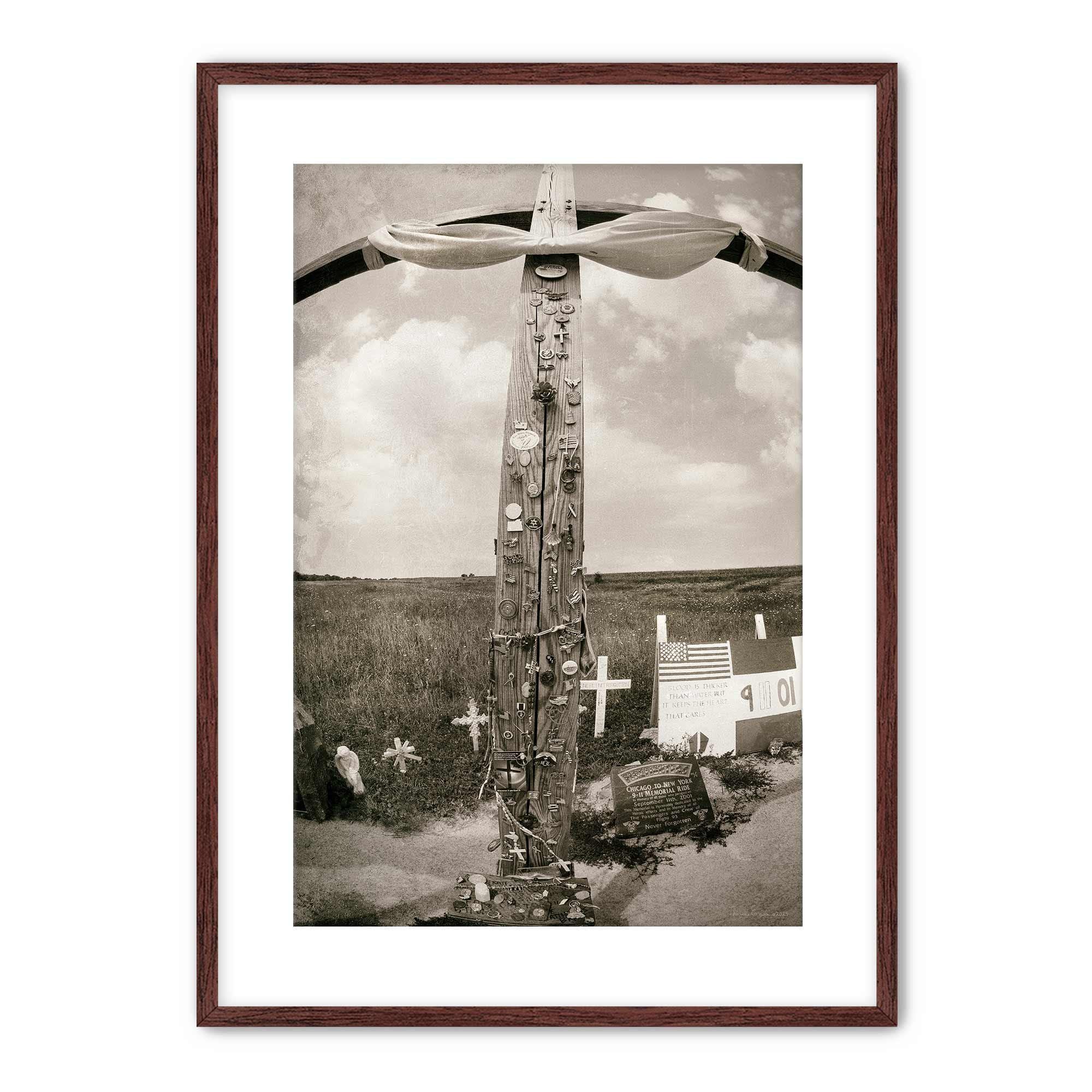 Flight 93 Memorial Print Sepia Photography, 9/11 Tribute Wall Art, 9-11 Memorial Cross