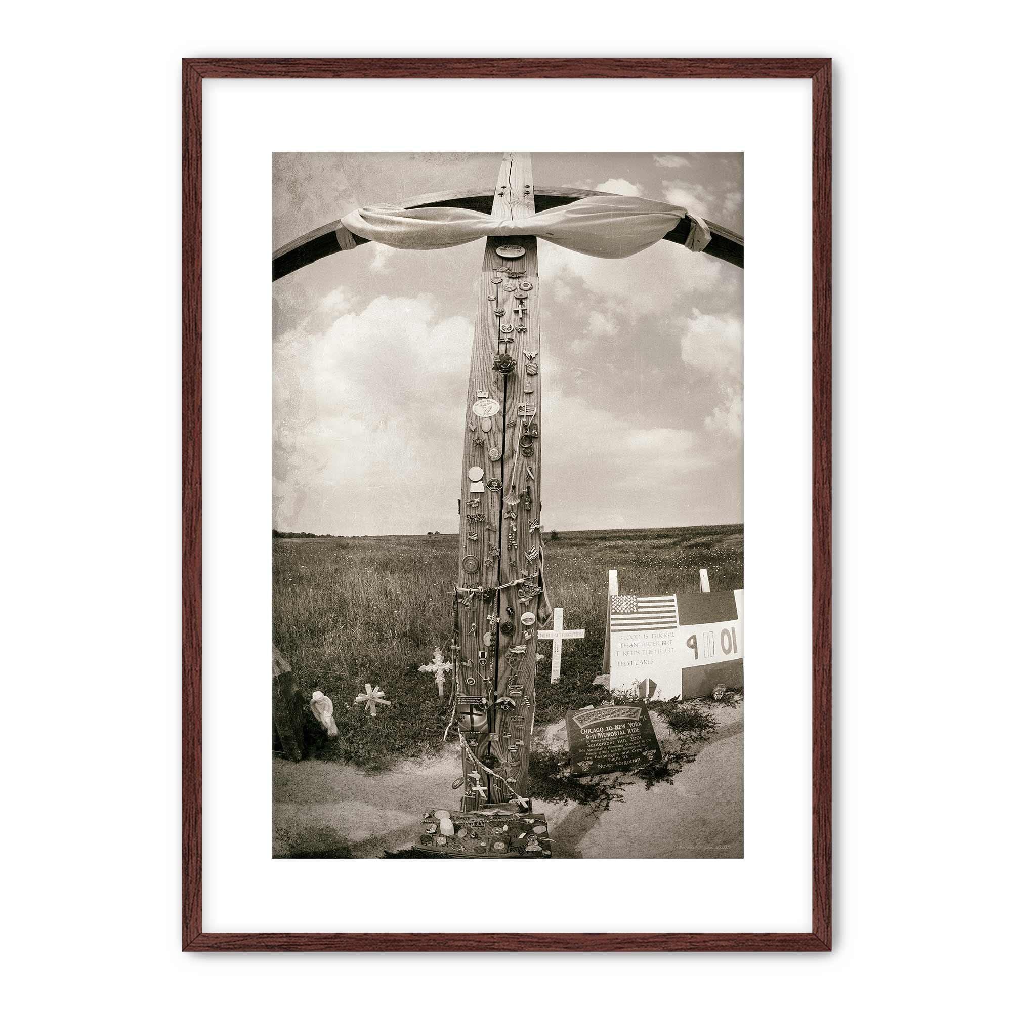 Flight 93 Memorial Print Sepia Photography, 9/11 Tribute Wall Art, 9-11 Memorial Cross