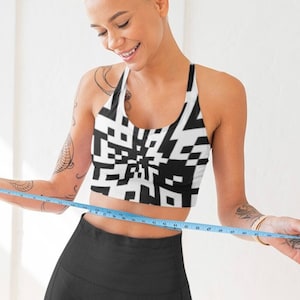 Trippy QR Sports Bra, Rave Sports Bra, Distorted Pattern Rave Top, Seamless Sports Bra, Trippy Rave Set, Warped Zebra Rave Top, Trippy Top