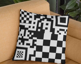 QR Checkerboard Kissen, Geometrisches Schachbrett Einzigartige Chic Wohnkultur, Schwarzweiss-monochrome Glam Sham karierte Couch Sofadekoration