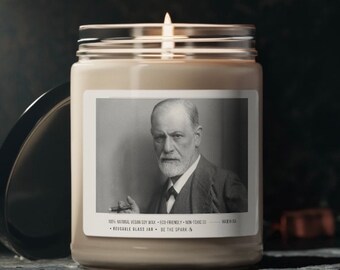 Sigmund Freud Judging Candle, Scented Candle for Psychoanalyst, Psychologist, Therapist Valentine Day Gift, Quirky Psychology Humor Freudian