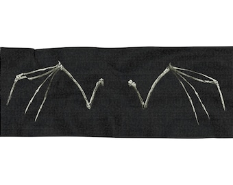 Bat Wing Skeleton Pashmina, Goth Scarf, Halloween Festival Rave Wrap, Dark, Horror Vampire Alt Clothing Accessory, Gothic Shawl, Creepy Gift