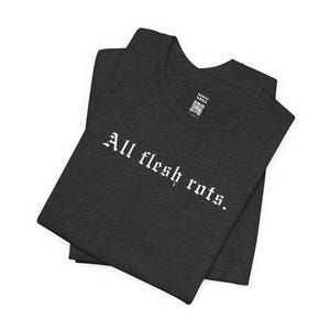 All Flesh Rots T-Shirt, Dark Horror T-Shirt für Männer Frauen, Okkultes Witchy Geschenk, Trad Goth Tee, Cyber Grunge Alt Gothic Kleidung, nihilistischer Emo Bild 5