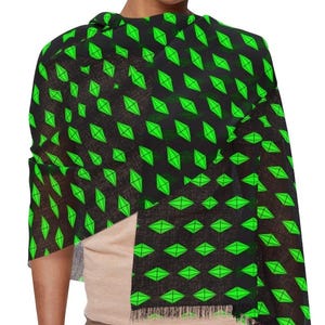 Sim Plumbob Pashmina, Unique PC Gamer Geeky Pattern Shawl Lightweight Psy Festival Set Clothing Accessory Women Nerdy Gaming Rave Scarf Gift