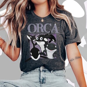 Retro Orca T-Shirt, Ocean Conservation Whale Orca T Shirt for Women Men, Cute 90s Nostalgia Vintage Killer Whale Tee, Marine Biologist Gift