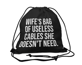 Wife Bag Of Useless Cables She Doesnt Need, Tech Organizer Spouse Gift, Funny Xmas Stocking Filler Storage Organiser Wifey Mrs Joke Gag Gift