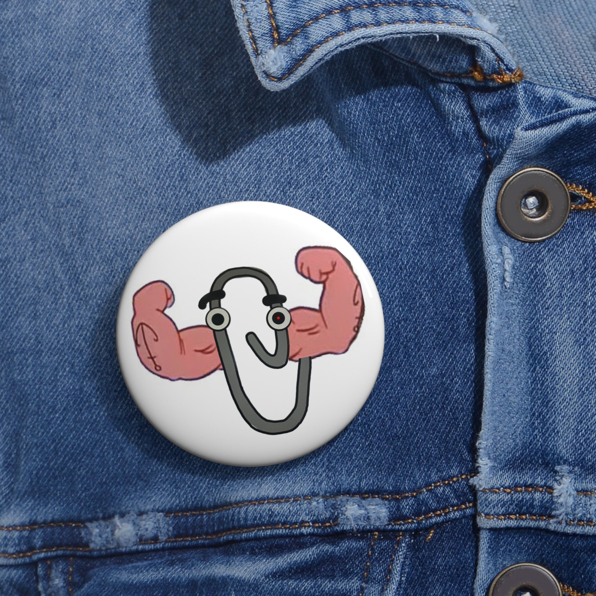 Pin Buff Buff Clippy Pin Buttons, Bicep Clippy Button Pin, Microsoft Computer ...
