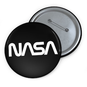 NASA Pinback Button Badge, Space Button Pin Astronomy Stocking Gift for Science Teacher, Nerd Accessory, Geeky Student, Rocket Scientist Pin