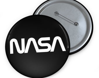 NASA Pinback Button Badge, Space Button Pin Astronomy Stocking Gift for Science Teacher, Nerd Accessory, Geeky Student, Rocket Scientist Pin