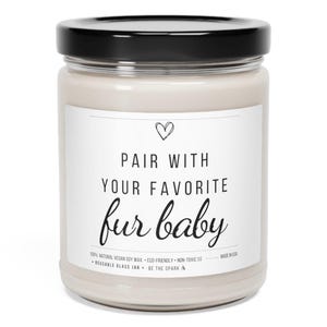 Pair With Your Favorite Fur Baby Candle, Pet Owner Candle for Cat Mom, Dog Mom, Exotic Pet Owner, Cosy Gift, Stocking Filler, Scented Candle