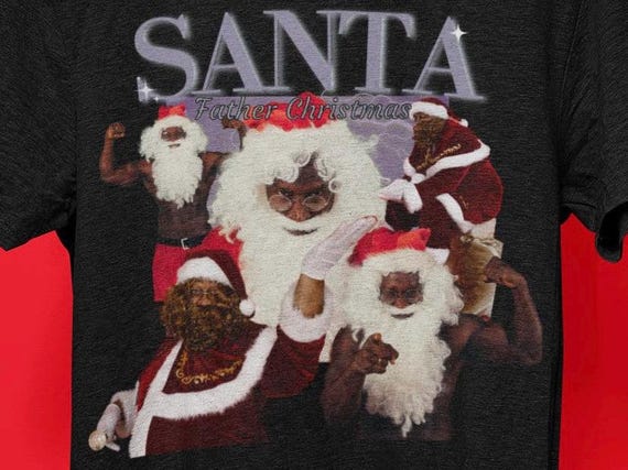 Santa Father Christmas T-shirt for Men, Funny Vintage Xmas Black 