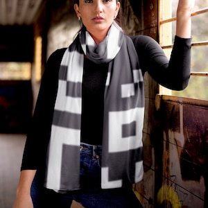 QR Code Print Pashmina, Geometrische Strand Decke, Cyber Rave Schal für Frauen Männer, Tech Schal, edm, Techno Rave Set Accessoire, Boho Handtuch