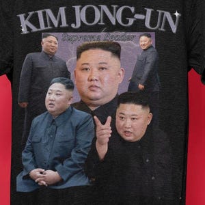 Camiseta Kim Jong-Un para homens e mulheres, camiseta retrô irônica hilária, presente de mordaça ofensiva peculiar, camisa engraçada, camiseta de sátira política, absurda, propaganda