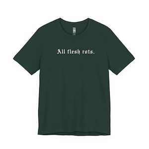 All Flesh Rots T-Shirt, Dark Horror T-Shirt für Männer Frauen, Okkultes Witchy Geschenk, Trad Goth Tee, Cyber Grunge Alt Gothic Kleidung, nihilistischer Emo Bild 7