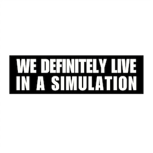 We Definitely Live In A Simulation Bumper Sticker, Quirky Matrix Question Reality Car Sticker, Hilarious Whimsical Scifi Gift, Glitch Cyber