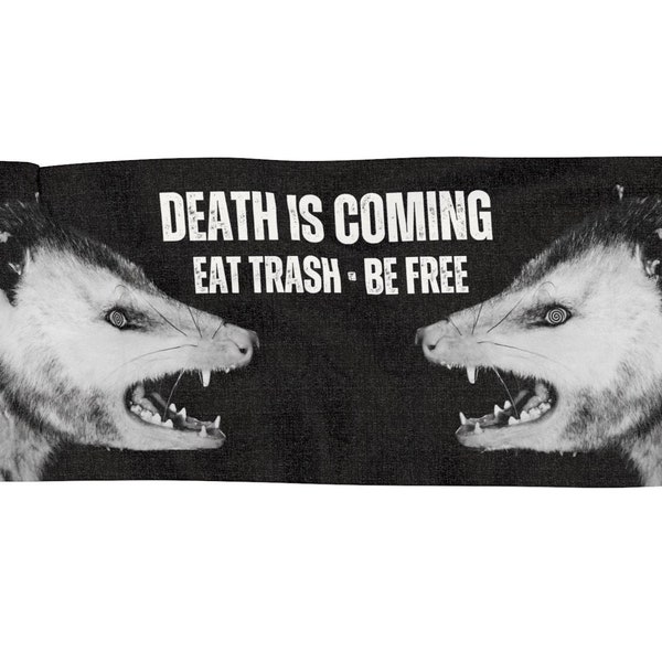 Death Is Coming Eat Trash Be Free Possum Pashmina, Trippy Boho Raver Foulard Festival Châle Wrap Unique Rave Punk Accessoires vestimentaires Femmes Hommes