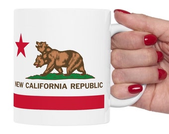 New California Republic Mug, NCR Flag Gamer Gift Coffee Cup Vault, PC Gaming Mug Unique Novelty Birthday Xmas Secret Santa Tec Fan Art Scifi
