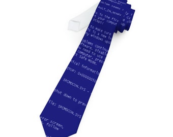 Blue Screen of Death Necktie, Funny Tie, Dark Blue Necktie, IT Joke Necktie, Unique Necktie, Geeky Fun Formalwear, Funny Men Formal Attire