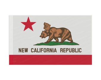 Nueva bandera de la República de California, estandarte distópico Tapiz Lienzo Arte Cartel NCR Weirdcore Bandera Apocalíptica Videojuego Fan Regalo Gamer Decoración