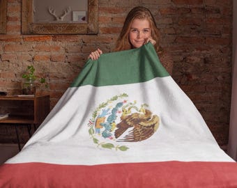 Mexican Flag Blanket, Mexico Flag Velveteen Plush Throw, Latino Decor, Latinx Bedding Sofa Cover, Bed Couch Decoration, Latina Gift Blanket
