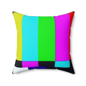 Retro TV Please Stand By Pillow, Colorful Square Sham, Please Stand By Decoration, Decorative Television Cushion Gift, Vintage Nerd Decor
