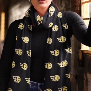 Trippy Rave Pashmina, Psychedelic Melted Smiley Gesicht Boho Raver Schal Festival Schal, Einzigartige Rave Kleidung Accessoire Frauen Männer, EDM Trance