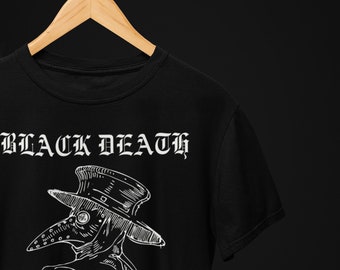Black Death European Tour T-Shirt, Goth Alt Plague Doctor Macabre Tee, Medieval Dark Aesthetic T Shirt, Edgy Punk Grunge Occult Funny Morbid