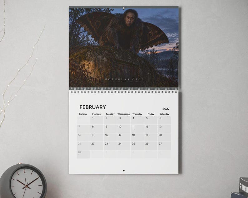 Nicolas Cage Cryptid Calendar, Funny Bigfoot, Mothman, Nessie 2027 Wall Calendar, Absurd Gag Gift, Yankee Swap, Humorous White Elephant Gift image 2