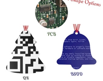 Computercore Ornament Bundle, IT Tech PC Cybercore Aesthetic Xmas Tree Decoration, Geeky Christmas Stocking Filler Gift Circuitboard BSoD QR