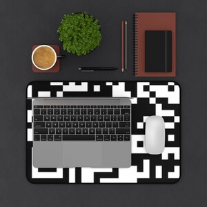 QR Code Desk Mat, Black and White Computer Mat, PC Gamer Gift, Tech ...