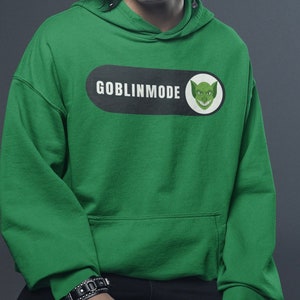 Goblin Mode Hoodie, Goblincore Nerdy Kleidung Gamer Geschenk, Oversize Kapuzen Sweatshirt Kleidung für Jungen, Witz Gaming Pullover, Nerd Sweat Shirt