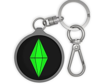 Sim Plumbob Key Chain, The Sims Gamer Accessory, Nerdy Gaming Keychain Medallion, Geeky Side Quest Keyring Tag, Sul Sul Fun Sims Fan Gift