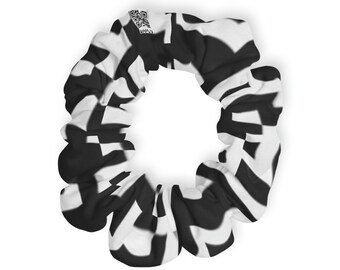Decoy Stashie, Ordinary Scrunchie with Stylish Black White QR print, (No Stash) Checkered Elastic Scrunchy, Rave Hair Tie, Kandi Wrist Band