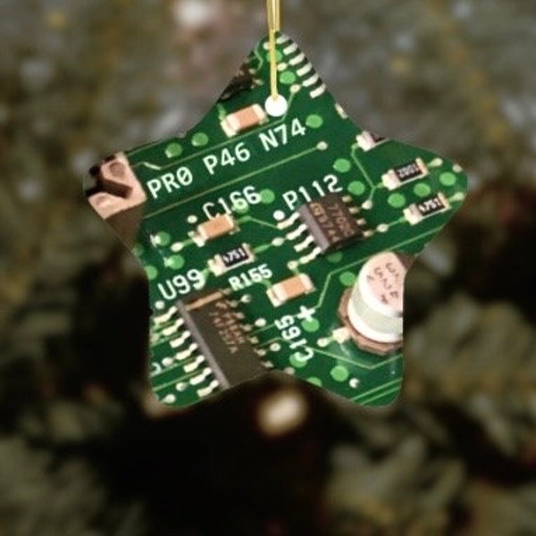 Circuit Board Xmas Tree Decoration, Geeky PCB Ornament, Hacker Engineer IT Tech Computer Science Student Teacher Gift Techie Stocking Filler