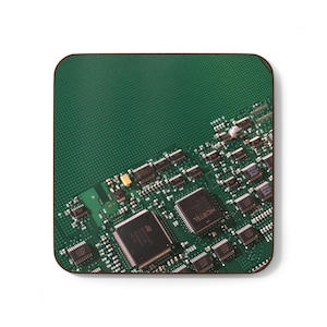 Circuit Board Coaster Geeky Motherboard PCB Gamer Decor Hacker Engineer IT Tech Computer Science Student Teacher Gift Techie Stocking Filler