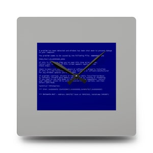 BSOD Computer Clock, Error Screen Quirky Wall Clock, Funny Home Dorm Office Decor for Coworker Artist Tech Support Friend, Unique Wall Clock