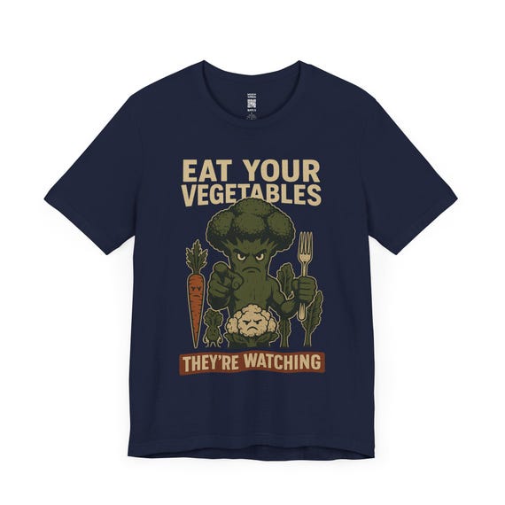 野菜を食べようTシャツ、風刺的な野菜Tシャツ（男女兼用