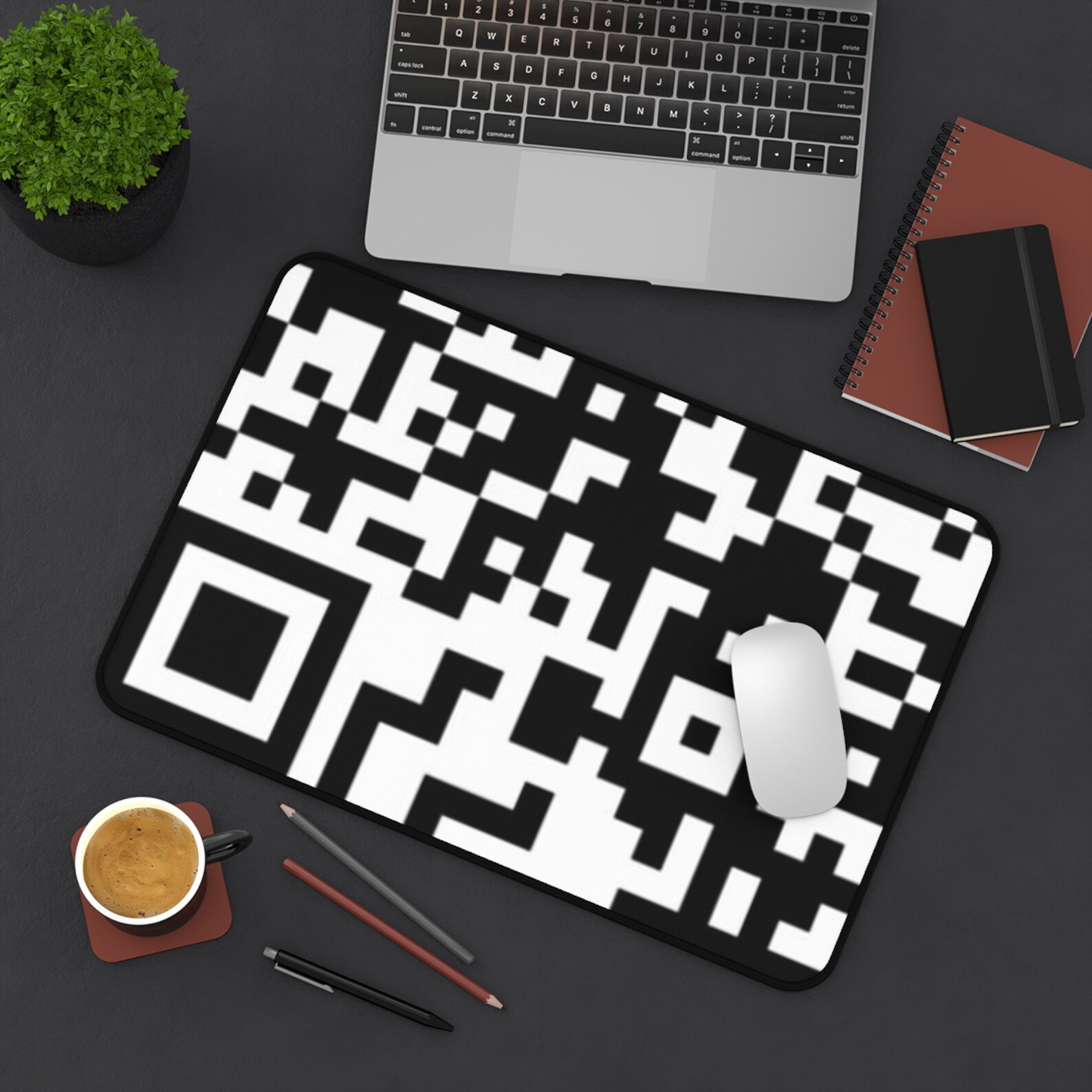 QR Code Desk Mat, Black and White Computer Mat, PC Gamer Gift, Tech ...
