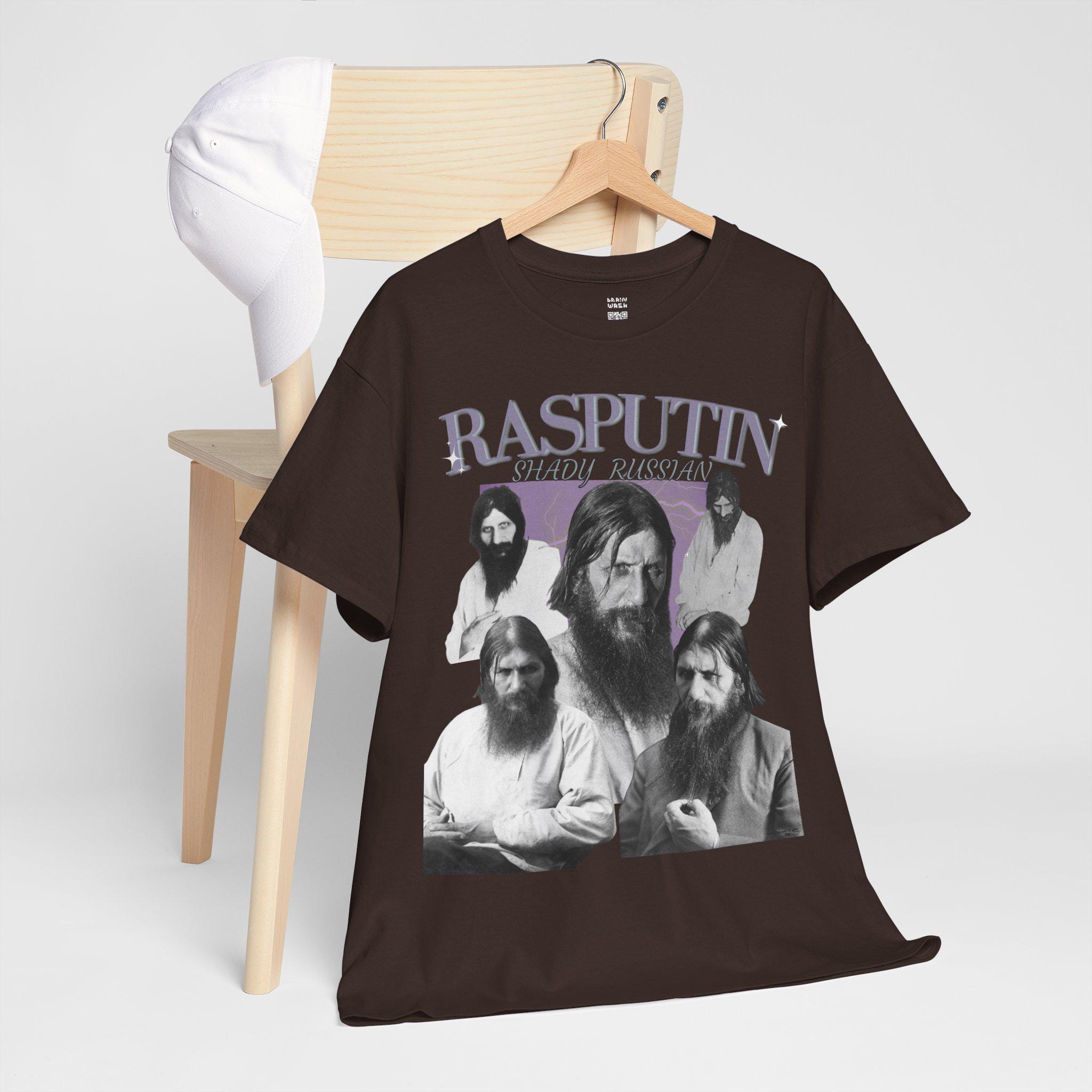 ラスプーチンTシャツ（男女兼用）、歴史的で皮肉なレトロなロシアT 