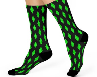 Sim Plumbob Patterned Cushioned Socks, PC Gamer Gift, Cute Fun Quirky Gaming Accessory Stocking Filler Geeky Nerdy Videogamer Novelty Sock
