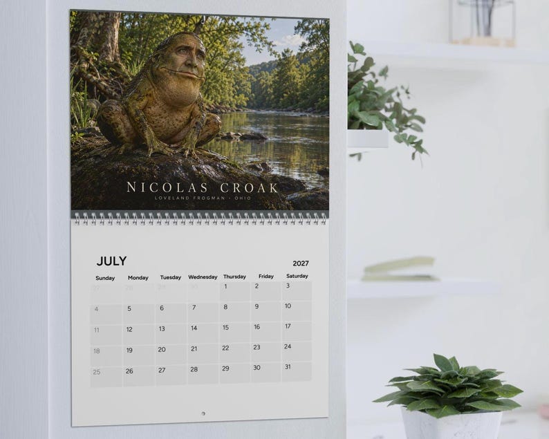 Nicolas Cage Cryptid Calendar, Funny Bigfoot, Mothman, Nessie 2027 Wall Calendar, Absurd Gag Gift, Yankee Swap, Humorous White Elephant Gift image 3