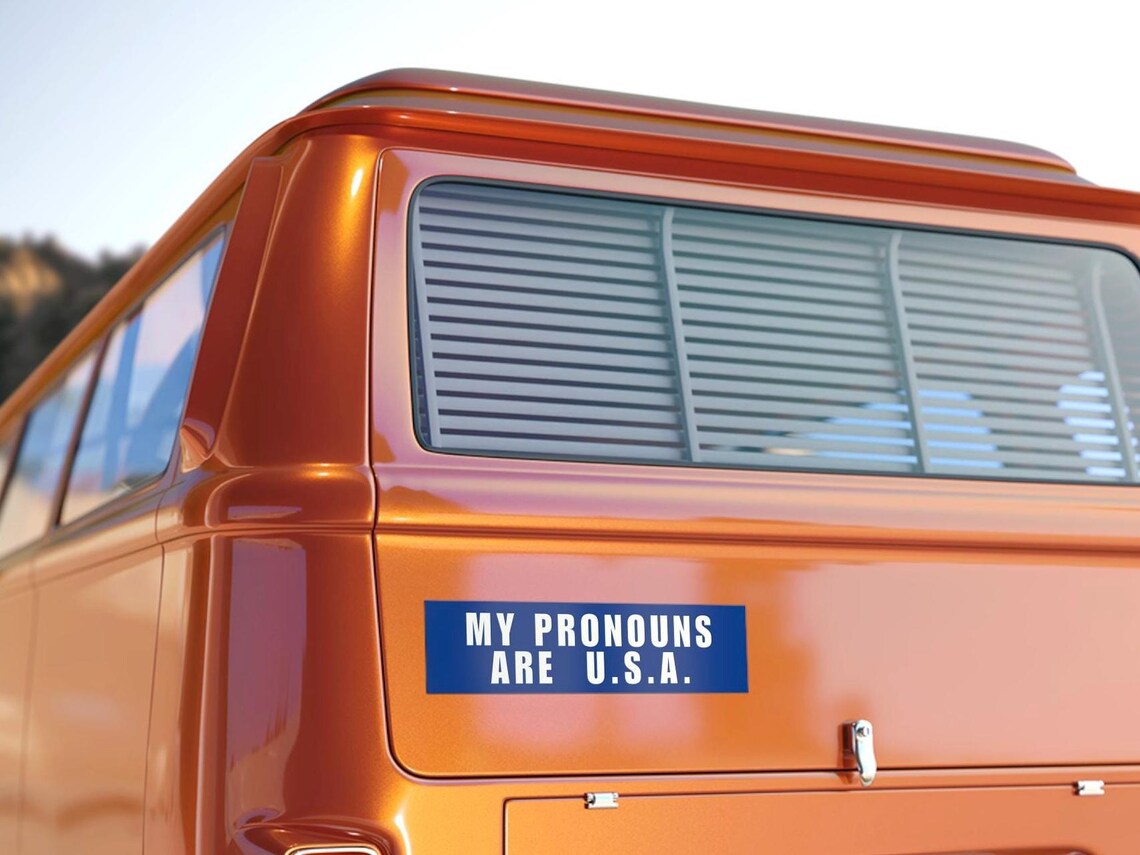 My Pronouns Are USA Bumper Sticker, Joke Funny America Patriot Car ...
