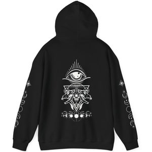 Sacred Geometry Hoodie, Psychedelic Hooded Sweat Shirt, Festival Hoodie Dark Psy Trance Rave Pullover Jacket Trippy Burning Man Clothing Goa