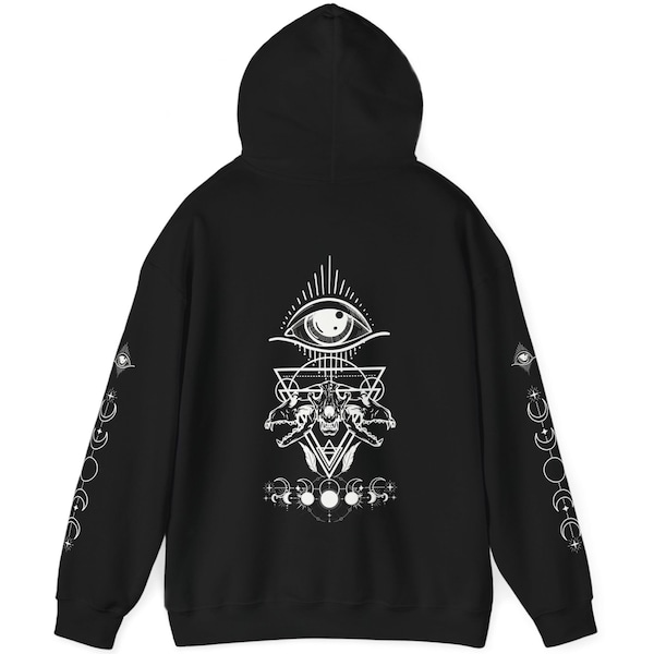 Sacred Geometry Hoodie, Psychedelic Hooded Sweat Shirt, Festival Hoodie Dark Psy Trance Rave Pullover Jacket Trippy Burning Man Clothing Goa