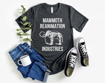 Mammoth Reanimation Industries T-Shirt, Mastodon T Shirt for Men Women, Elephant Tee Funny Dark Futurist Gift Scifi, Archeologist Geneticist