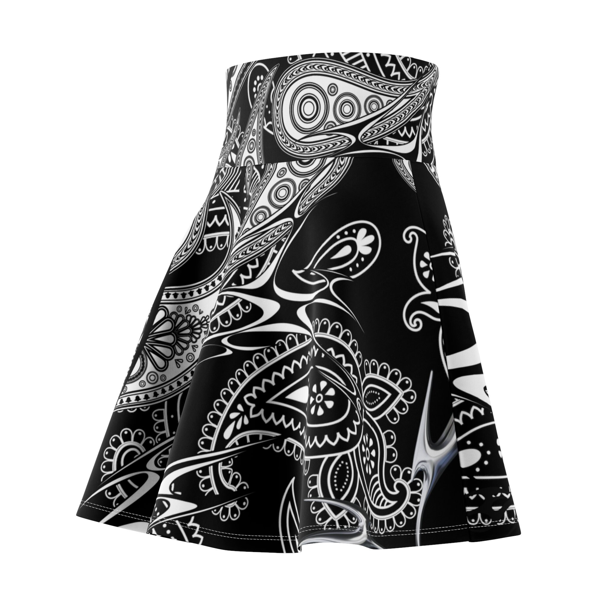Cyber Sigil Paisley Skirt, Unique Alt Fashion Grunge Clothing for