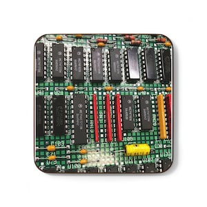 Circuit Board Coaster Geeky Motherboard PCB Gamer Decor Hacker Engineer IT Tech Computer Science Student Teacher Gift Techie Stocking Filler