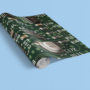 PCB Wrapping Paper, Circuitboard Gift Wrap, Geeky Gift Wrap for Engineers, Cyber Nerd Gift Wrap, Circuit Computer Hacker Wrapping Paper