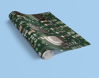 Papier cadeau pour circuit imprimé, Papier cadeau pour circuit imprimé, Papier cadeau geek pour ingénieurs, Papier cadeau cyber nerd, Papier cadeau pour pirate informatique