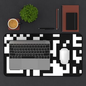 QR Code Desk Mat, Black and White Computer Mat, PC Gamer Gift, Tech ...